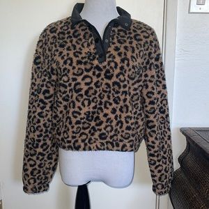 PACSUN Cheetah 🐆 Print Fuzzy Crop Top Sweater